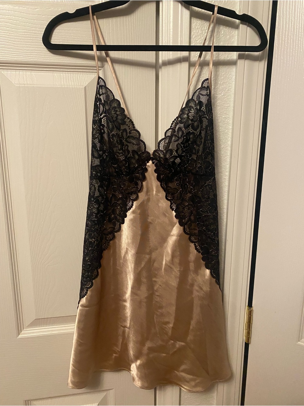 Silky Lace-Trim Slip Dress In Bloom By Jonquil-Black & Champagne